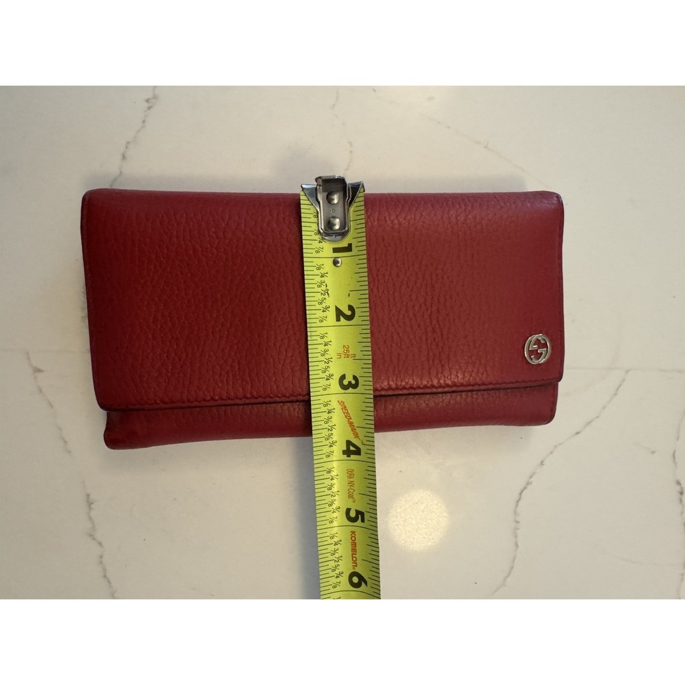 Red Gucci Leather Wallet - Snap Closure w/ Zipper Pocket Inside - Includes COA - Picture 5 of 5
